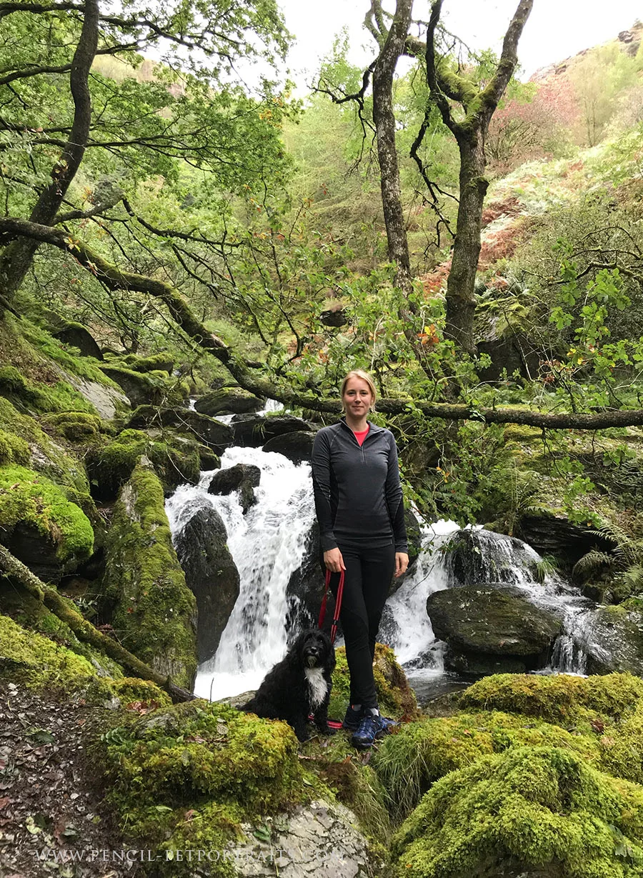 Melanie walking along a scenic path in West Wales.